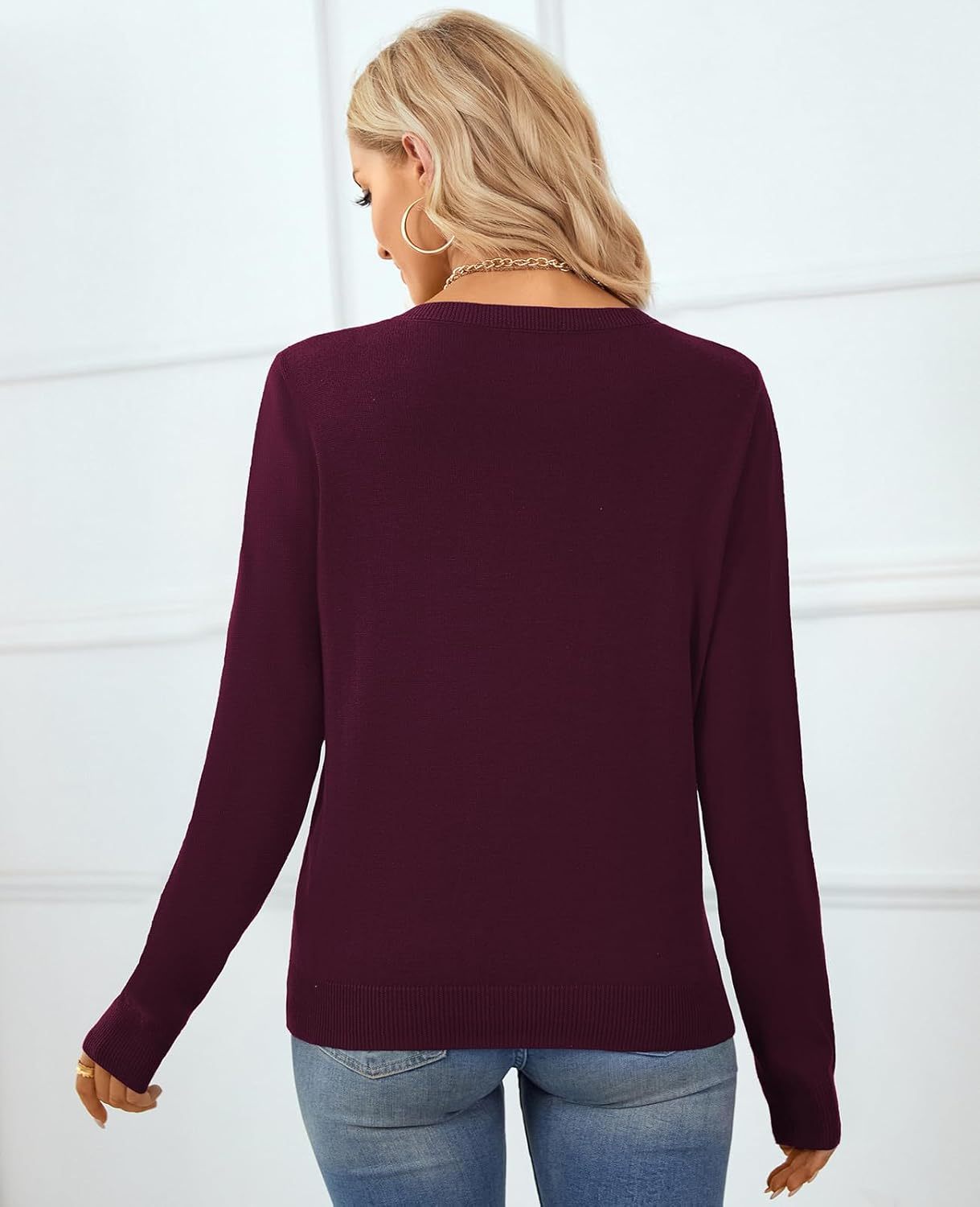 Women's Sweater 100% Cotton Long Sleeeve Pullover Sweater Soft Lightweight Knit Tops 