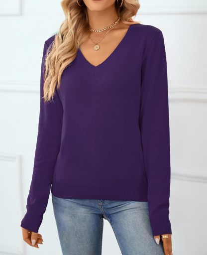 Women's Sweater 100% Cotton Long Sleeeve Pullover Sweater Soft Lightweight Knit Tops 