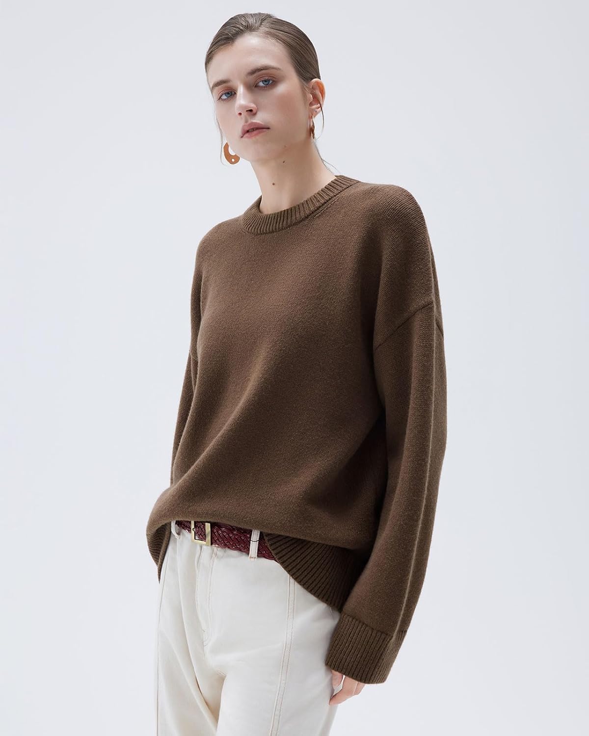 Women Cashmere Oversized Long Sleeve Pullover Sweater Crew Neck Jumpers