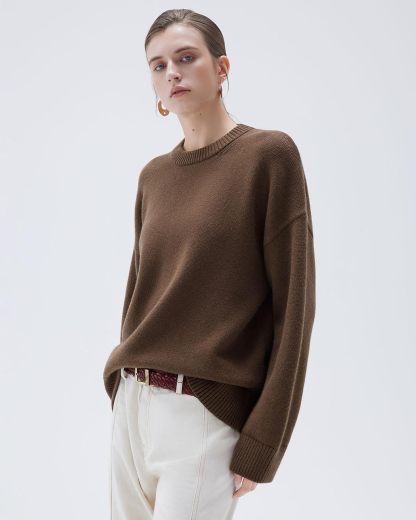 Women Cashmere Oversized Long Sleeve Pullover Sweater Crew Neck Jumpers