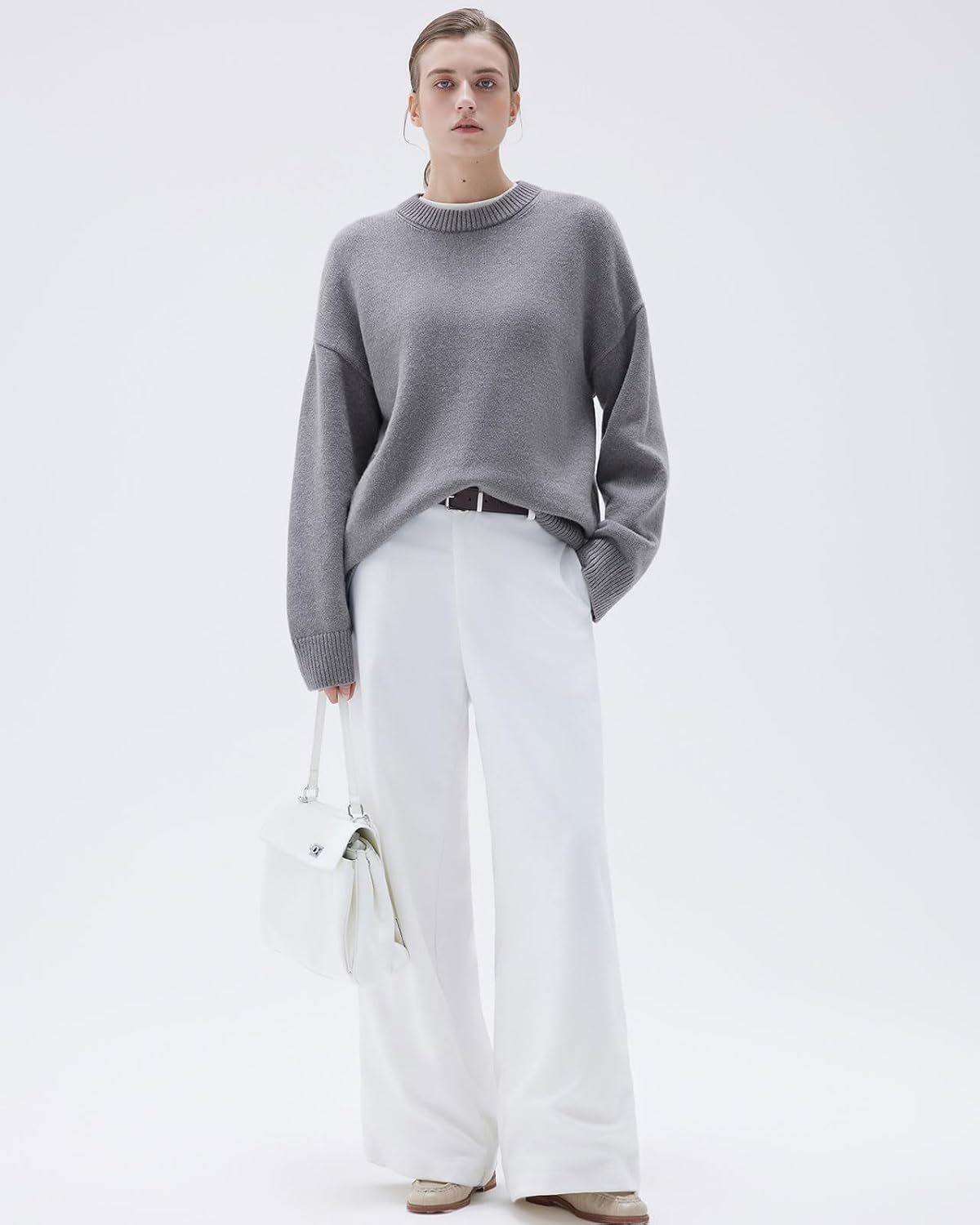 Women Cashmere Oversized Long Sleeve Pullover Sweater Crew Neck Jumpers