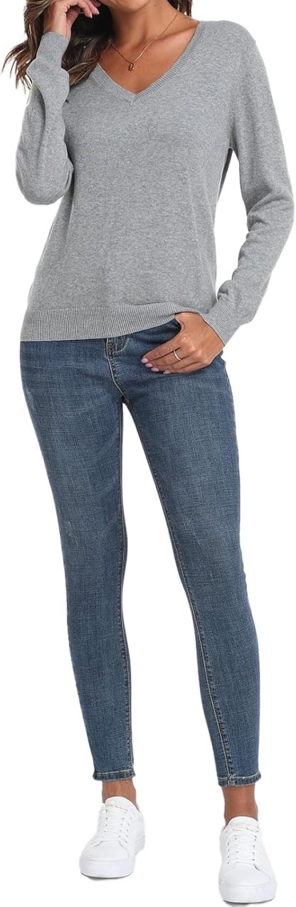 Women's Sweater 100% Cotton Long Sleeeve Pullover Sweater Soft Lightweight Knit Tops 