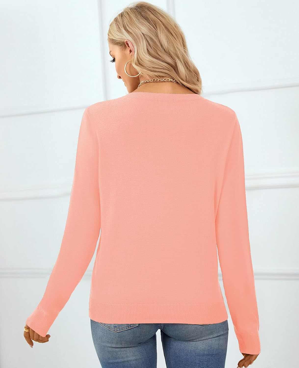 Women's Sweater 100% Cotton Long Sleeeve Pullover Sweater Soft Lightweight Knit Tops 