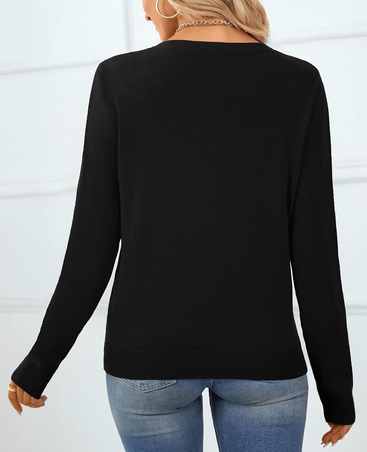 Women's Sweater 100% Cotton Long Sleeeve Pullover Sweater Soft Lightweight Knit Tops 