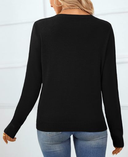 Women's Sweater 100% Cotton Long Sleeeve Pullover Sweater Soft Lightweight Knit Tops 