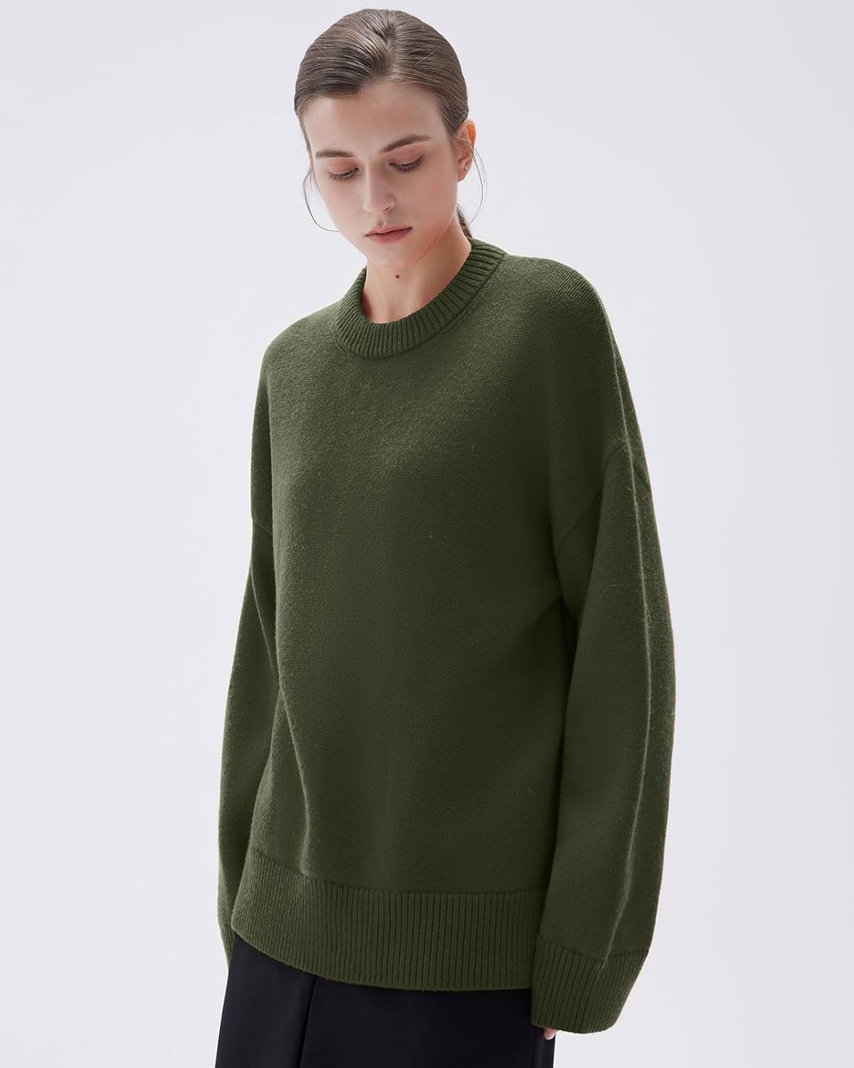 Women Cashmere Oversized Long Sleeve Pullover Sweater Crew Neck Jumpers