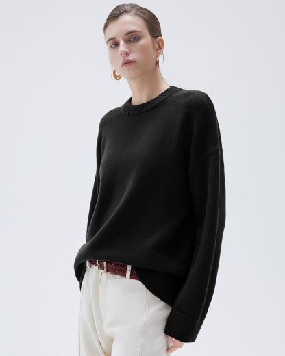 Women Cashmere Oversized Long Sleeve Pullover Sweater Crew Neck Jumpers