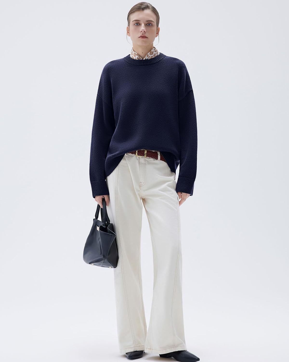 Women Cashmere Oversized Long Sleeve Pullover Sweater Crew Neck Jumpers