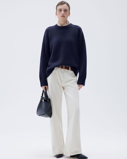 Women Cashmere Oversized Long Sleeve Pullover Sweater Crew Neck Jumpers