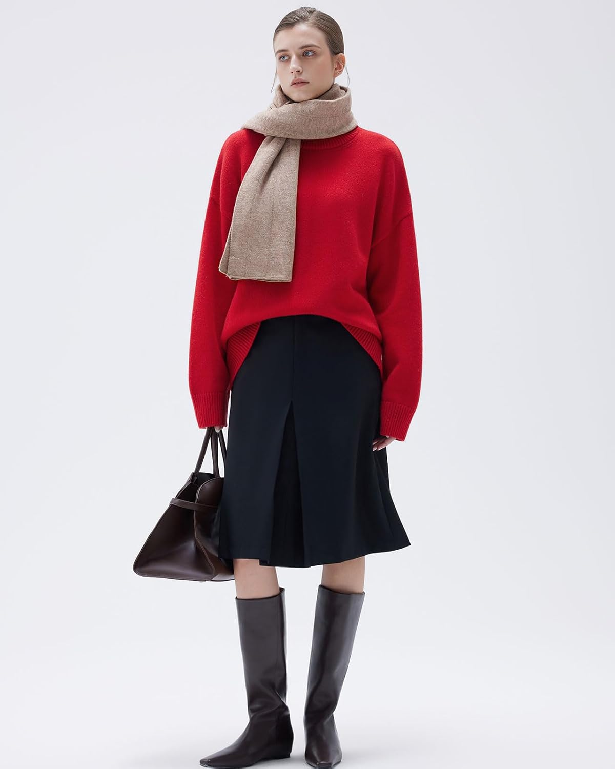 Women Cashmere Oversized Long Sleeve Pullover Sweater Crew Neck Jumpers