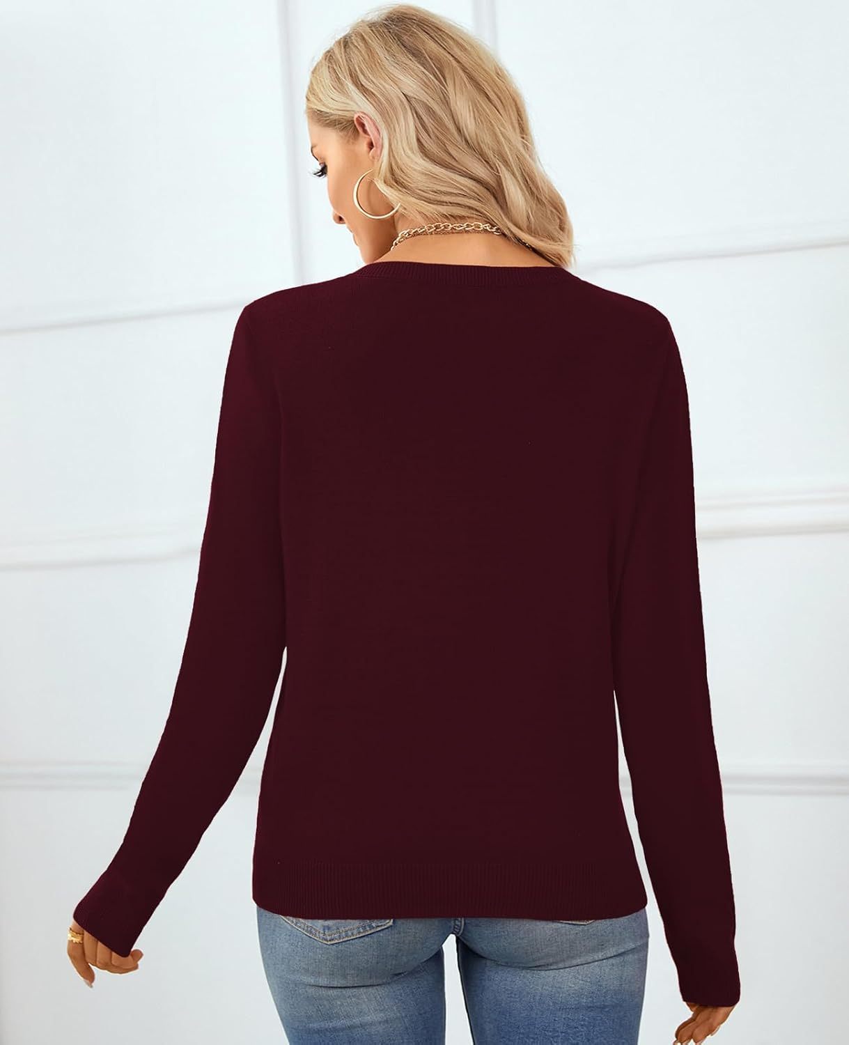 Women's Sweater 100% Cotton Long Sleeeve Pullover Sweater Soft Lightweight Knit Tops 