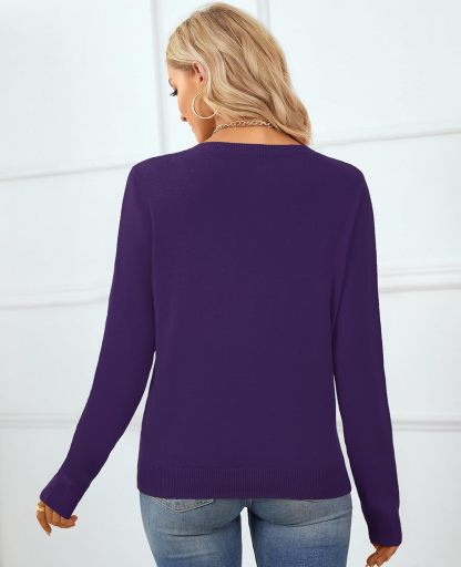 Women's Sweater 100% Cotton Long Sleeeve Pullover Sweater Soft Lightweight Knit Tops 