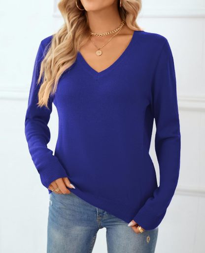 Women's Sweater 100% Cotton Long Sleeeve Pullover Sweater Soft Lightweight Knit Tops 