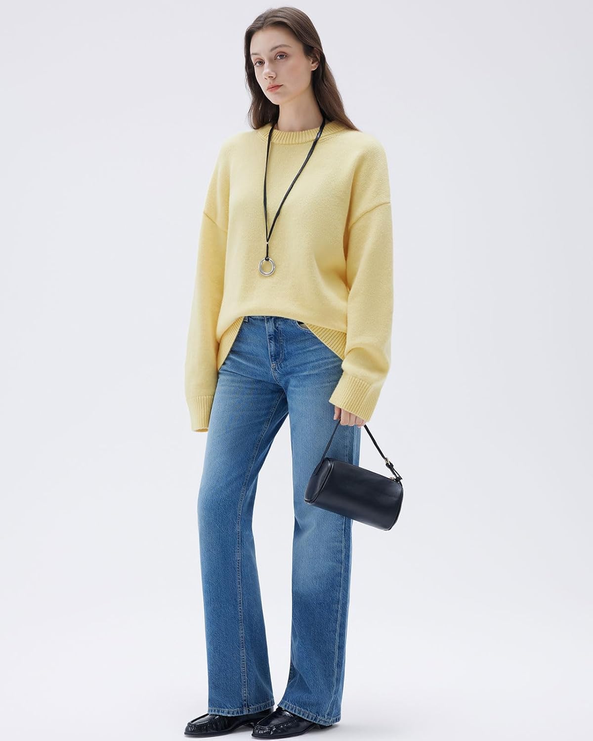 Women Cashmere Oversized Long Sleeve Pullover Sweater Crew Neck Jumpers