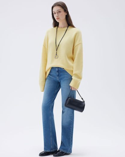 Women Cashmere Oversized Long Sleeve Pullover Sweater Crew Neck Jumpers