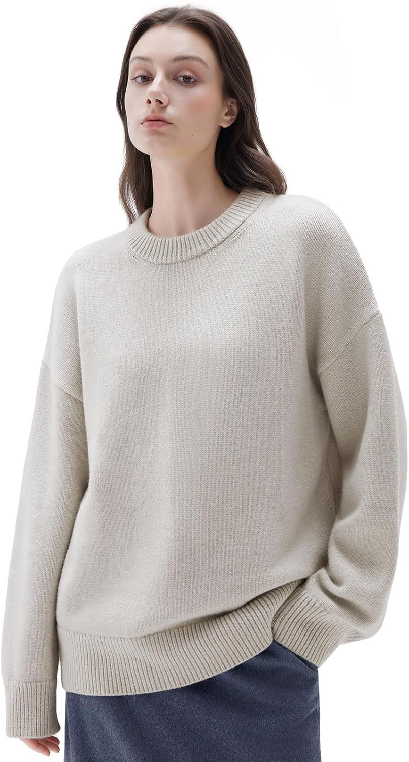 Women Cashmere Oversized Long Sleeve Pullover Sweater Crew Neck Jumpers