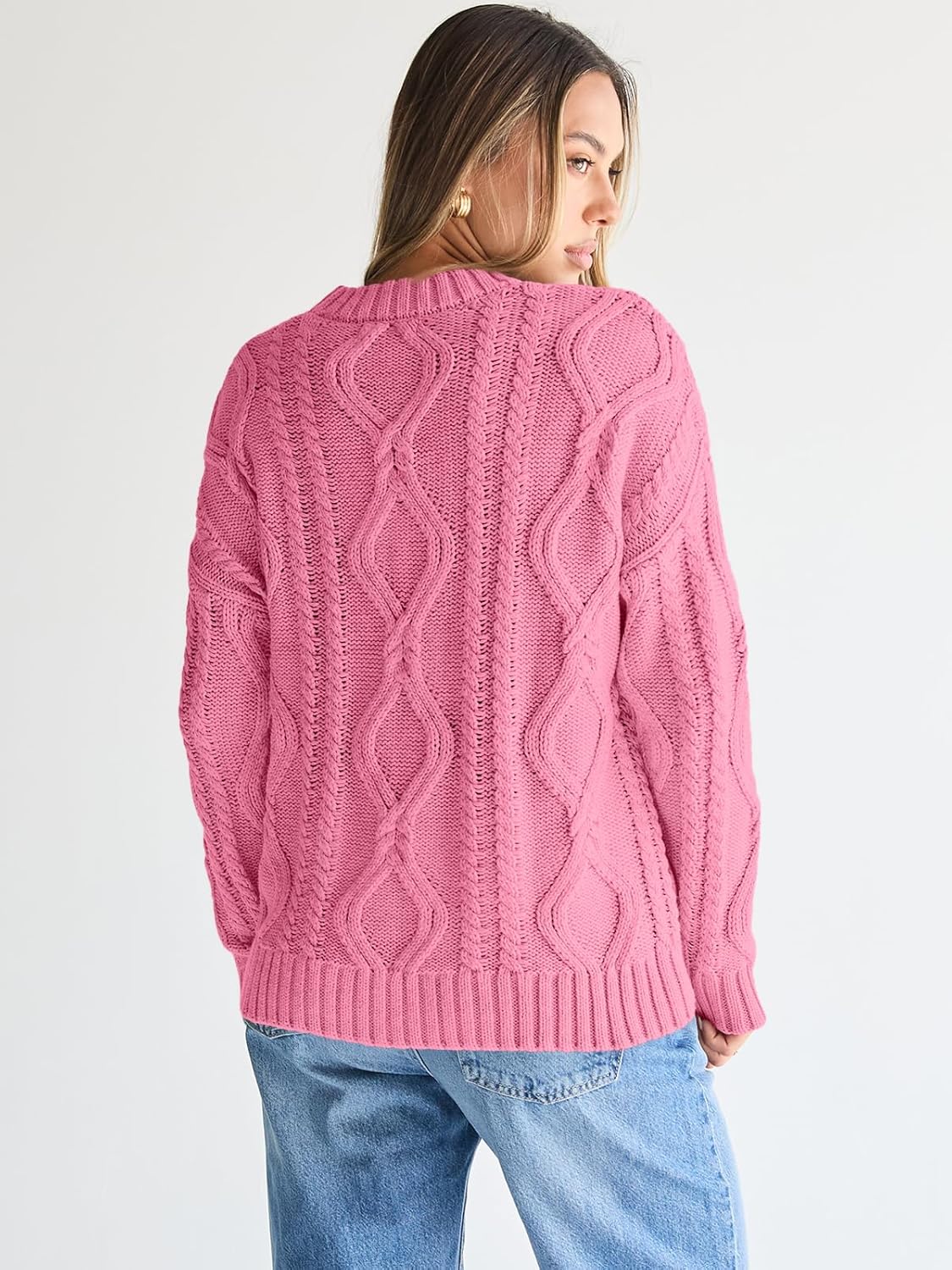 Women's Oversized Cable Knit Crewneck Sweaters