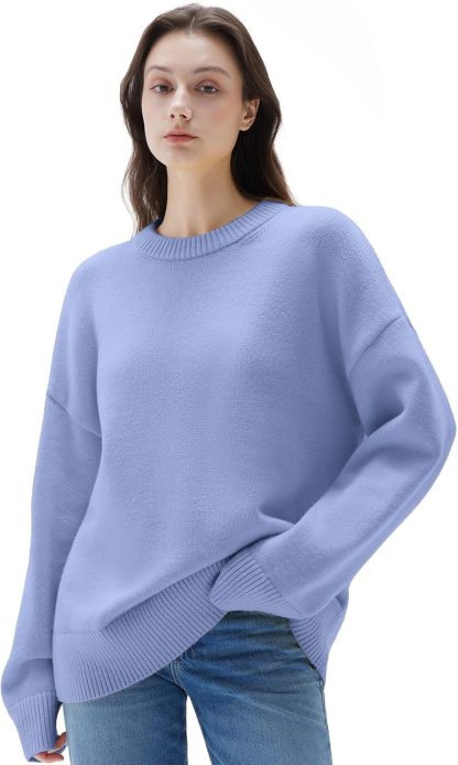 Women Cashmere Oversized Long Sleeve Pullover Sweater Crew Neck Jumpers
