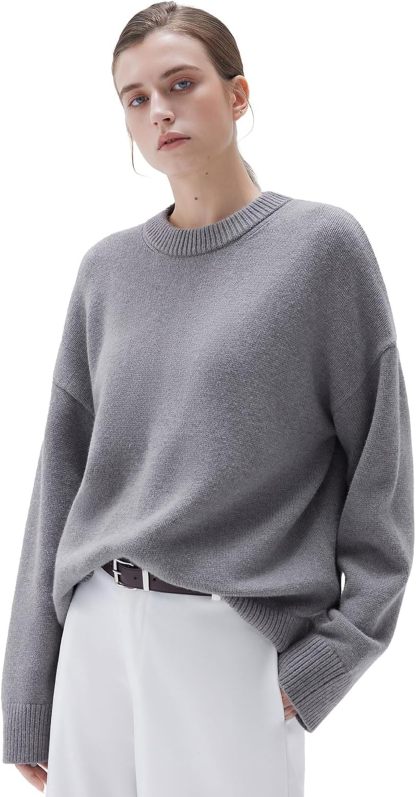 Women Cashmere Oversized Long Sleeve Pullover Sweater Crew Neck Jumpers