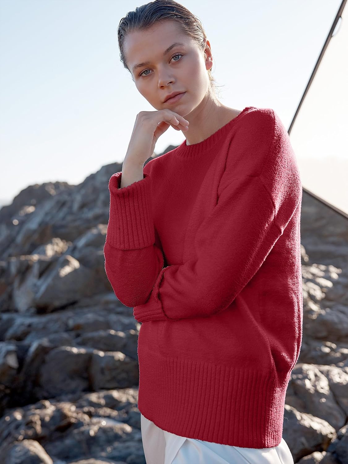 Women's Oversized Sweaters 2025 Long Sleeve Fuzzy Knit Casual Chunky Pullover Sweater Fall Outfits Clothes