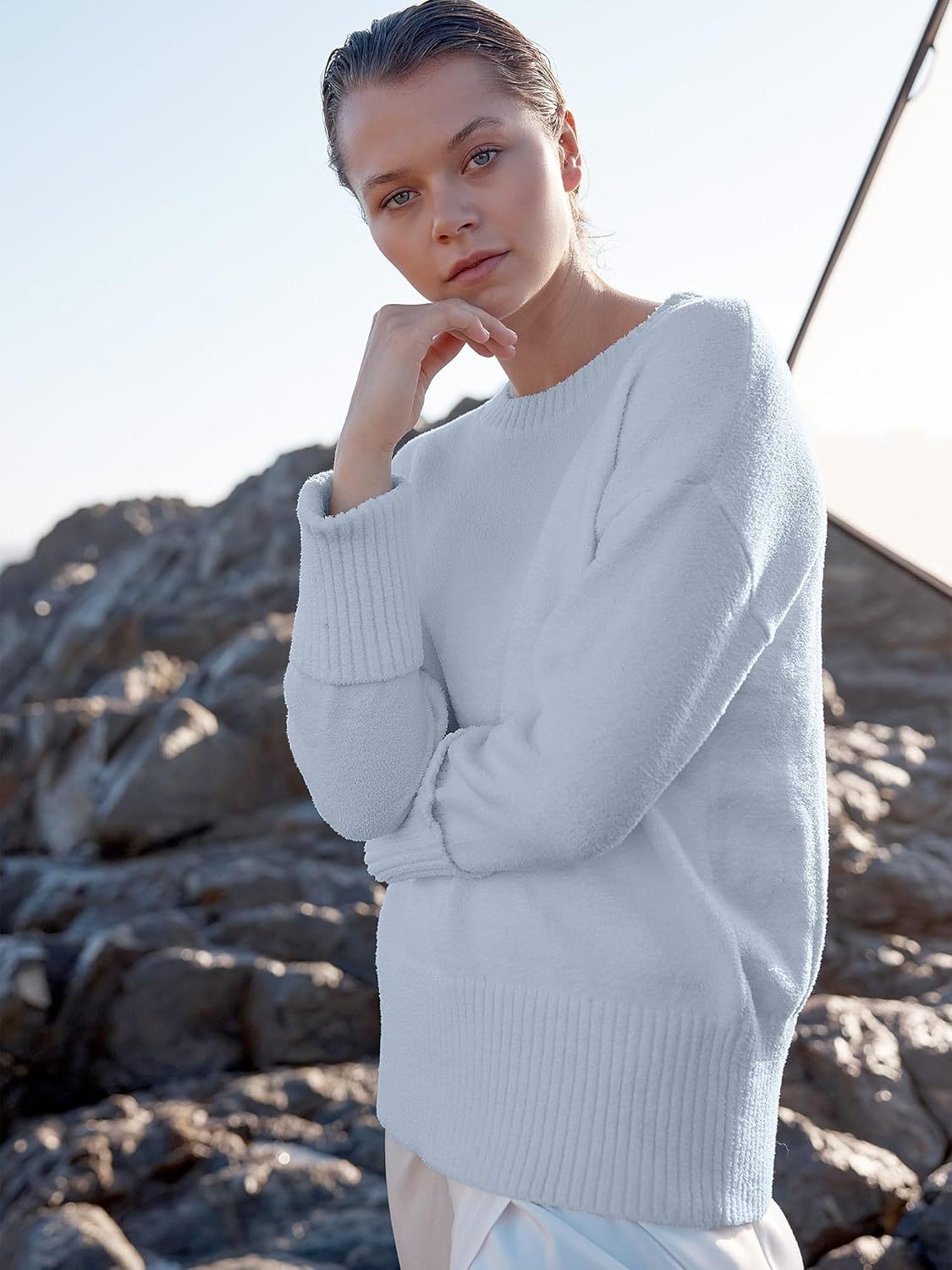 Women's Oversized Sweaters 2025 Long Sleeve Fuzzy Knit Casual Chunky Pullover Sweater Fall Outfits Clothes