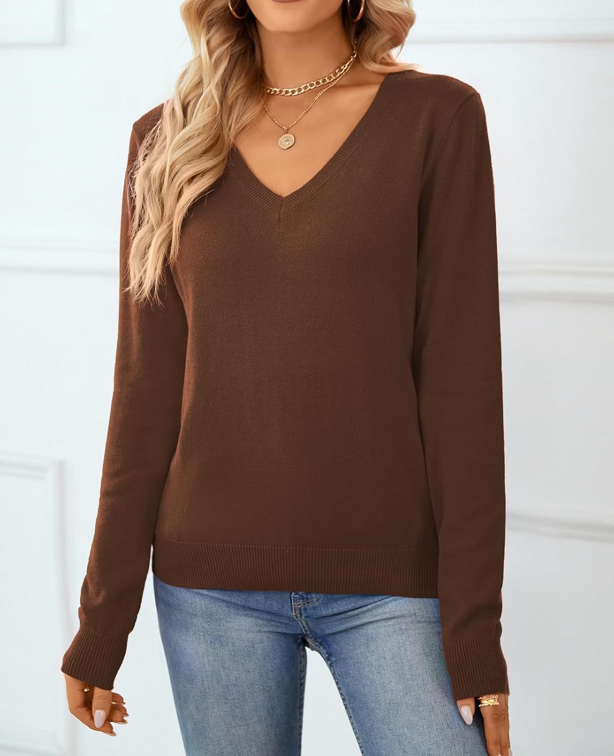 Women's Sweater 100% Cotton Long Sleeeve Pullover Sweater Soft Lightweight Knit Tops 