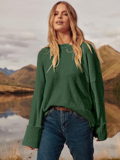 Women's Oversized Sweaters 2025 Long Sleeve Fuzzy Knit Casual Chunky Pullover Sweater Fall Outfits Clothes