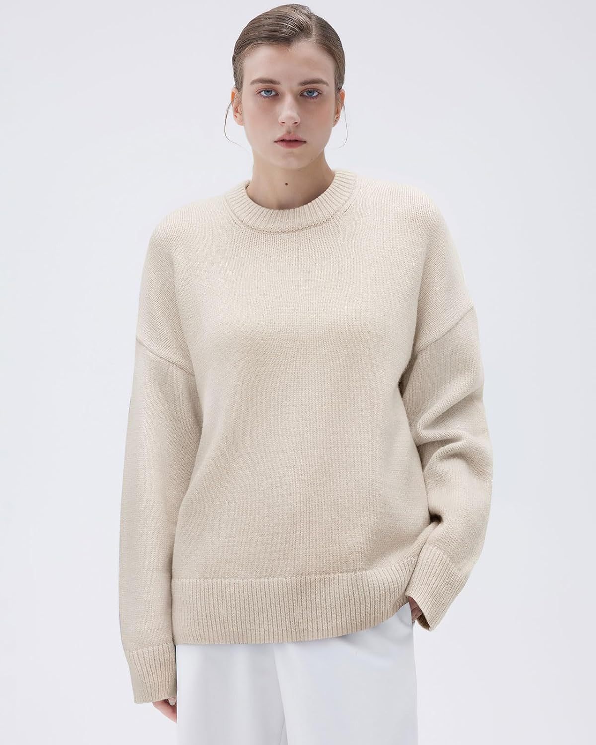 Women Cashmere Oversized Long Sleeve Pullover Sweater Crew Neck Jumpers