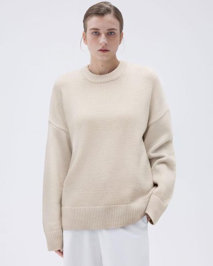 Women Cashmere Oversized Long Sleeve Pullover Sweater Crew Neck Jumpers