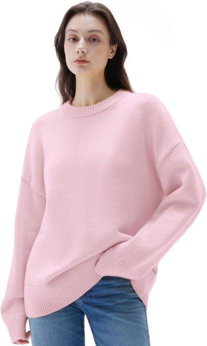 Women Cashmere Oversized Long Sleeve Pullover Sweater Crew Neck Jumpers
