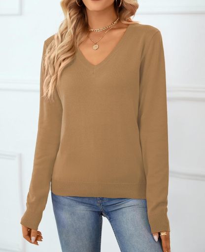 Women's Sweater 100% Cotton Long Sleeeve Pullover Sweater Soft Lightweight Knit Tops 