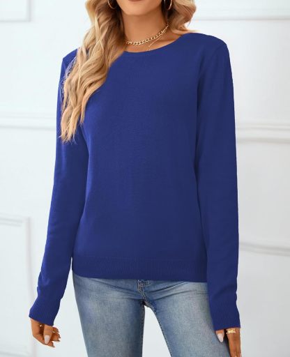 Women's Sweater 100% Cotton Long Sleeeve Pullover Sweater Soft Lightweight Knit Tops 