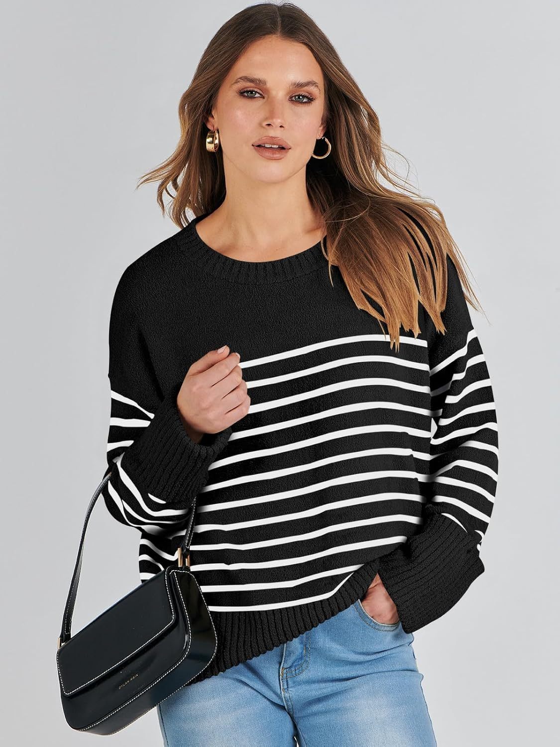 Women's Oversized Sweaters 2025 Long Sleeve Fuzzy Knit Casual Chunky Pullover Sweater Fall Outfits Clothes