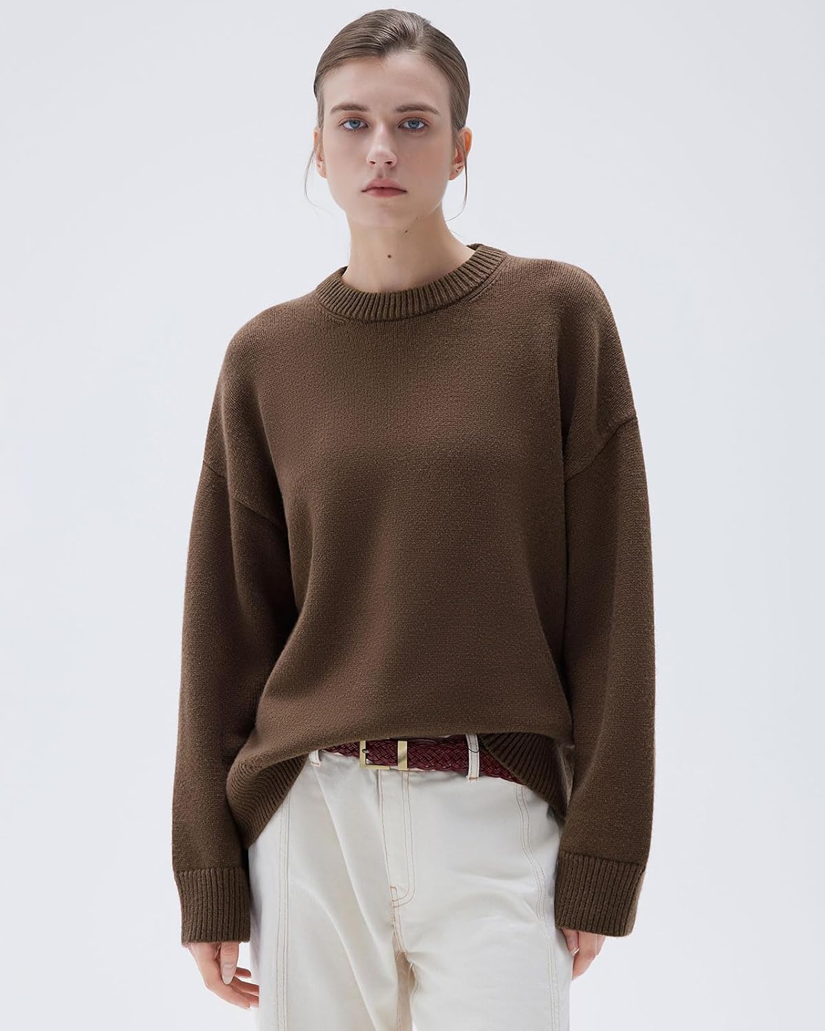 Women Cashmere Oversized Long Sleeve Pullover Sweater Crew Neck Jumpers