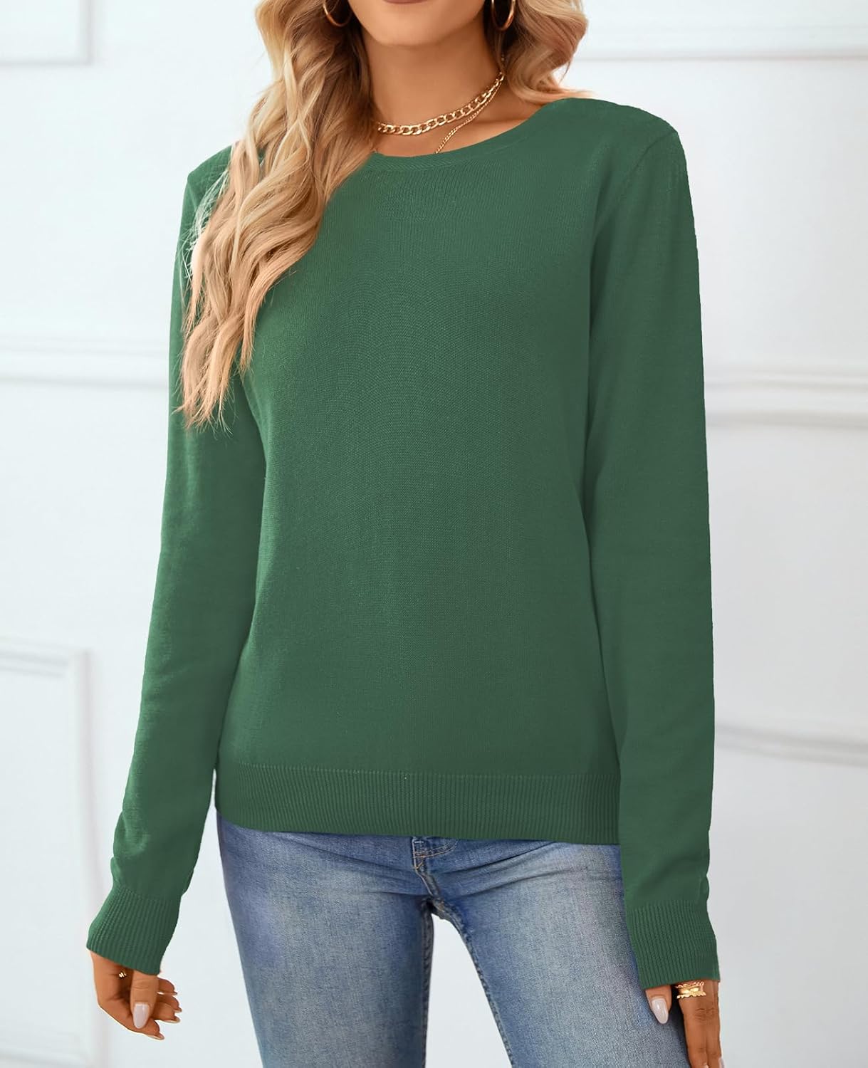 Women's Sweater 100% Cotton Long Sleeeve Pullover Sweater Soft Lightweight Knit Tops 