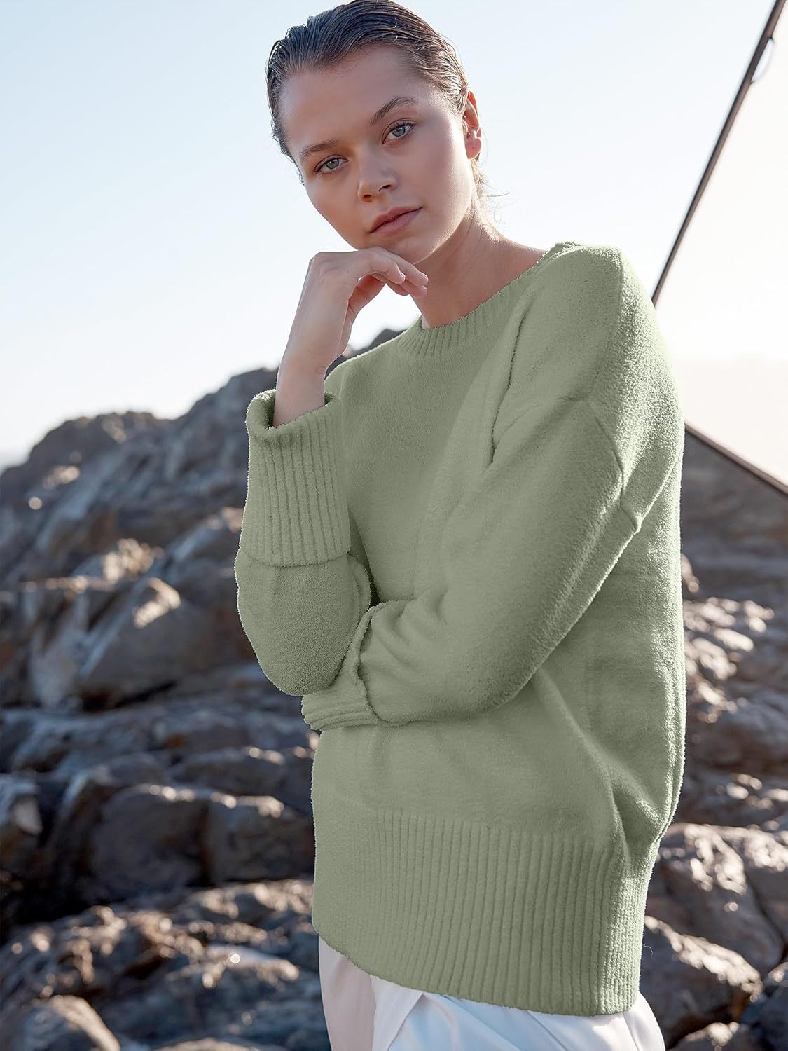 Women's Oversized Sweaters 2025 Long Sleeve Fuzzy Knit Casual Chunky Pullover Sweater Fall Outfits Clothes