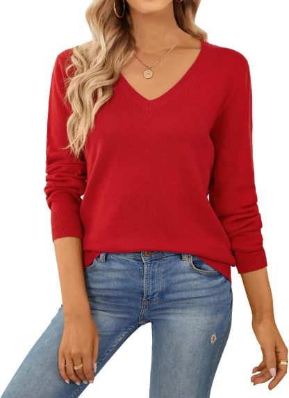 Women's Sweater 100% Cotton Long Sleeeve Pullover Sweater Soft Lightweight Knit Tops 