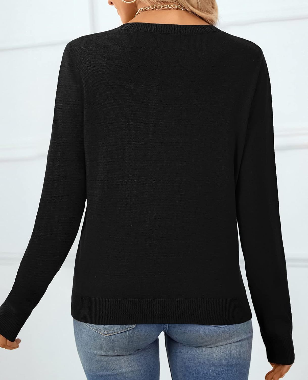 Women's Sweater 100% Cotton Long Sleeeve Pullover Sweater Soft Lightweight Knit Tops 