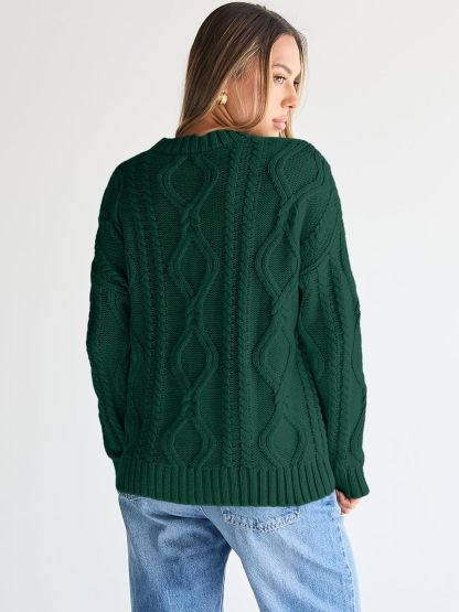 Women's Oversized Cable Knit Crewneck Sweaters