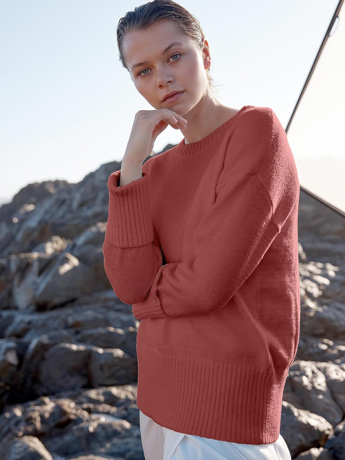 Women's Oversized Sweaters 2025 Long Sleeve Fuzzy Knit Casual Chunky Pullover Sweater Fall Outfits Clothes