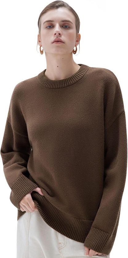 Women Cashmere Oversized Long Sleeve Pullover Sweater Crew Neck Jumpers