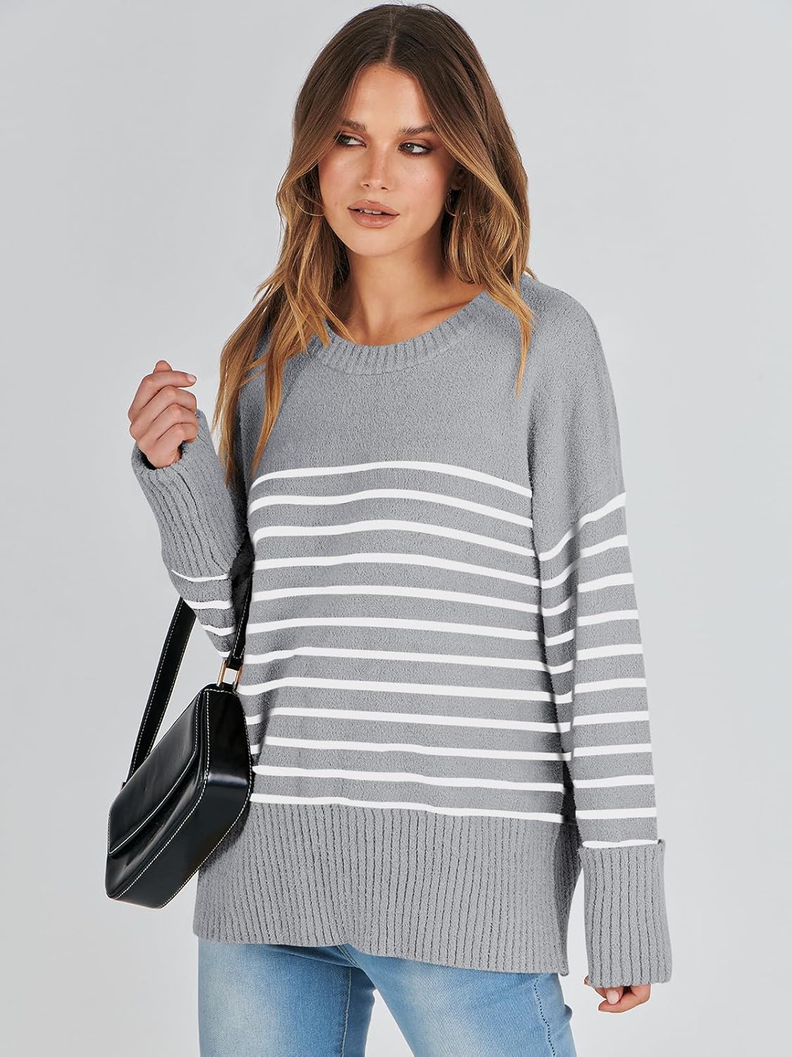 Women's Oversized Sweaters 2025 Long Sleeve Fuzzy Knit Casual Chunky Pullover Sweater Fall Outfits Clothes