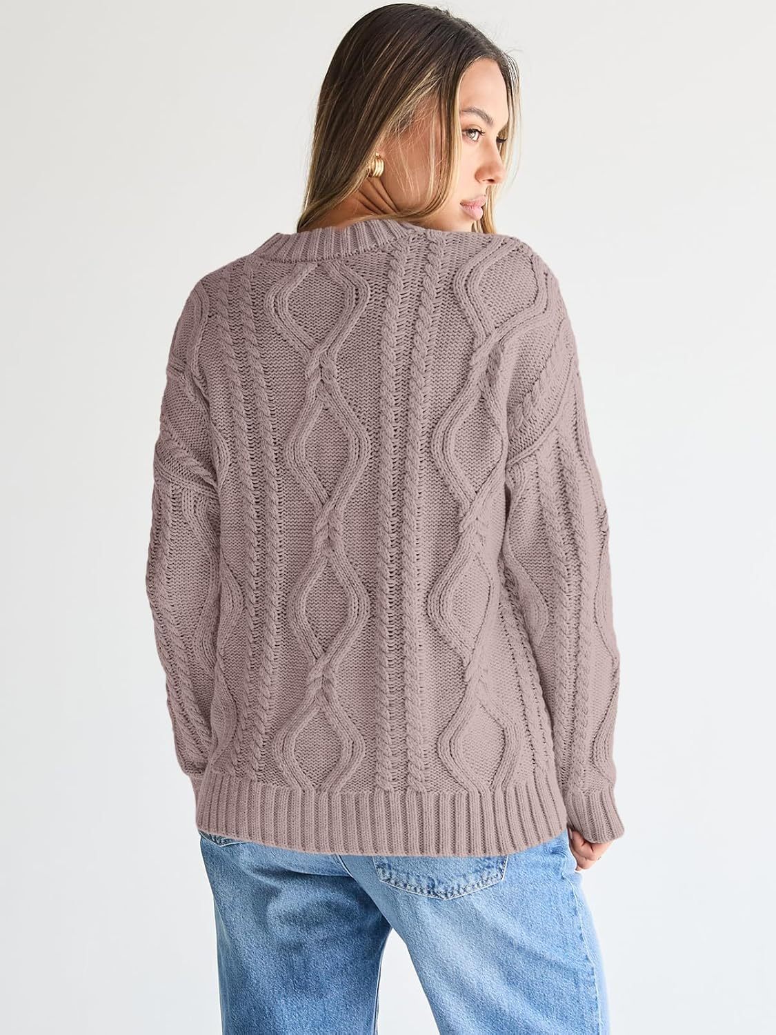 Women's Oversized Cable Knit Crewneck Sweaters