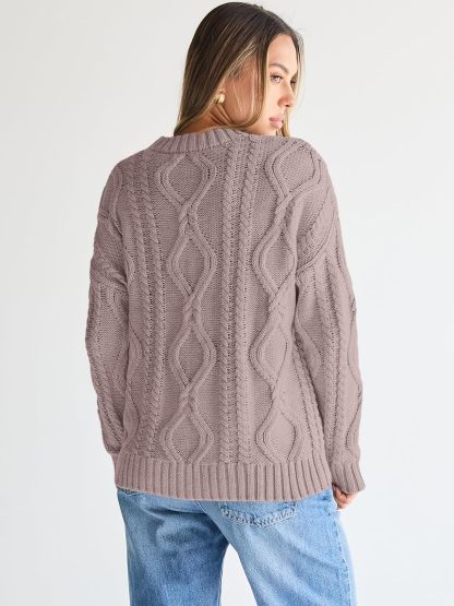 Women's Oversized Cable Knit Crewneck Sweaters