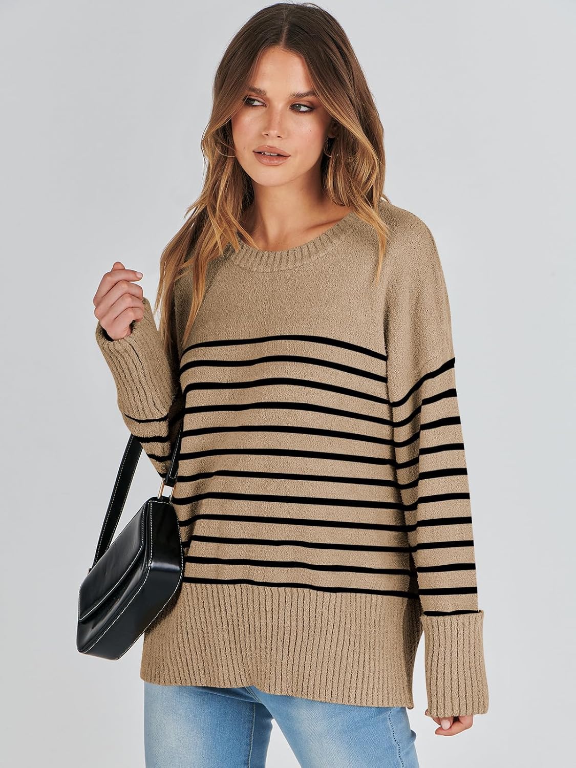 Women's Oversized Sweaters 2025 Long Sleeve Fuzzy Knit Casual Chunky Pullover Sweater Fall Outfits Clothes