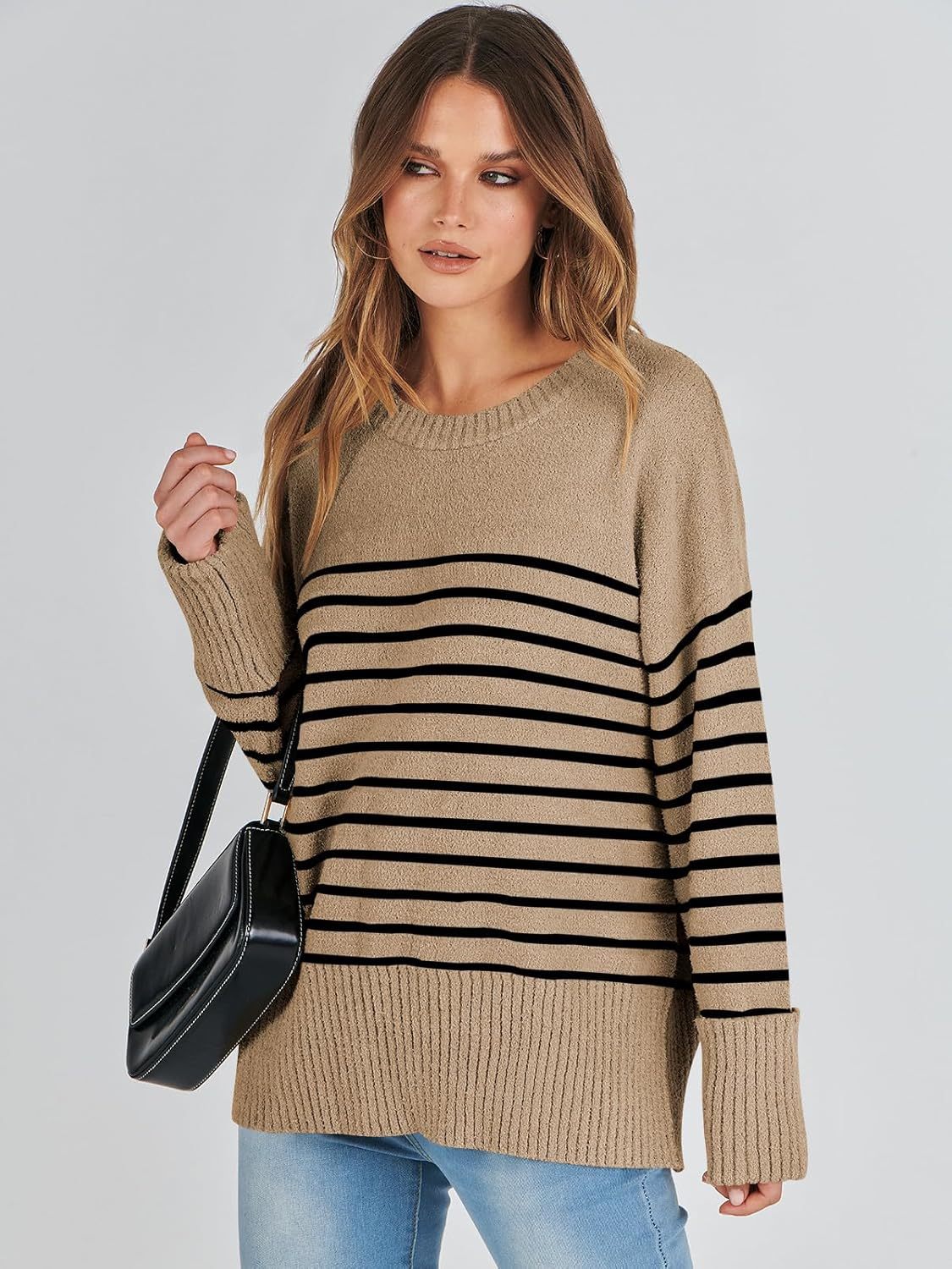 Women's Oversized Sweaters 2025 Long Sleeve Fuzzy Knit Casual Chunky Pullover Sweater Fall Outfits Clothes