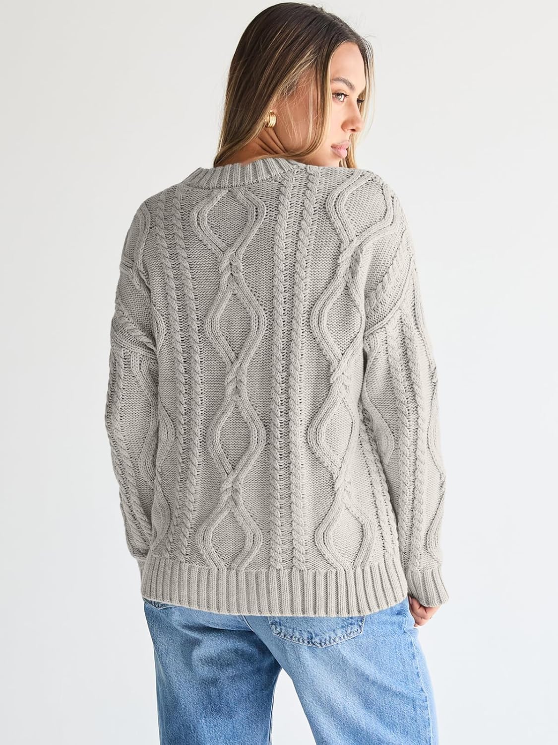 Women's Oversized Cable Knit Crewneck Sweaters