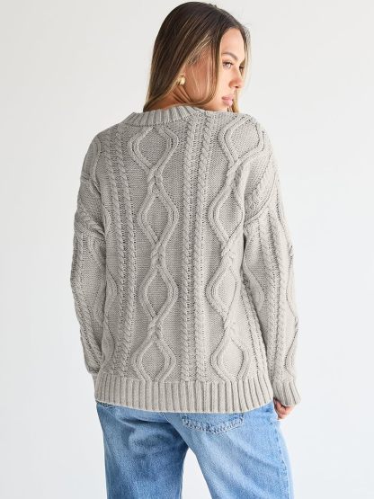Women's Oversized Cable Knit Crewneck Sweaters