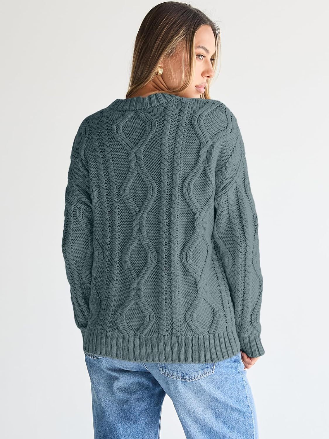 Women's Oversized Cable Knit Crewneck Sweaters