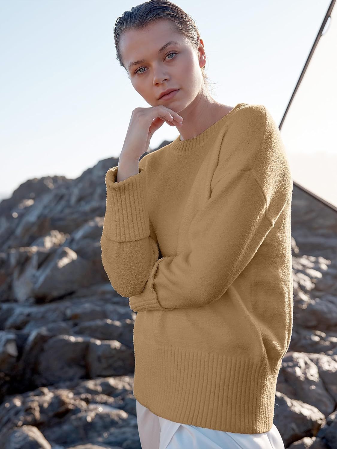 Women's Oversized Sweaters 2025 Long Sleeve Fuzzy Knit Casual Chunky Pullover Sweater Fall Outfits Clothes